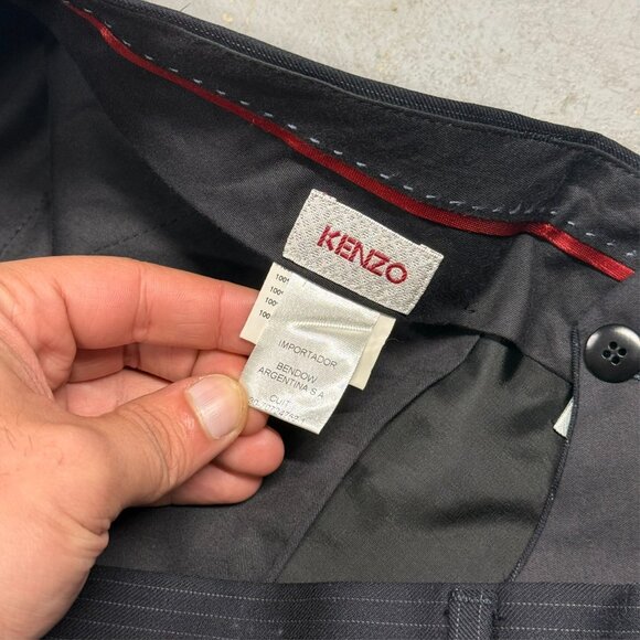 KENZO Paris Dress Pants Navy Blue Wool Trousers Pinstripe 40x34 - Picture 4 of 10